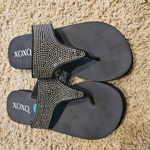 XOXO Black Rhinestone Sandals